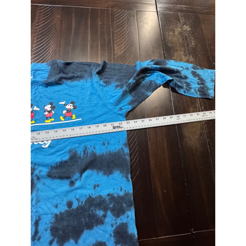 Disney Mickey Mouse Tie Dye Long Sleeve Graphic Tee Blue Black juniors size 19 - Picture 4 of 6